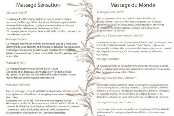 Carte 1 des massages que nous proposons